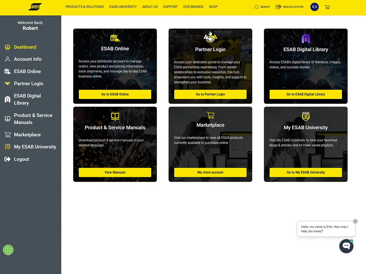 Authenticated account & services dashboard