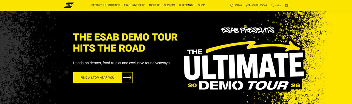 ESAB homepage banner.